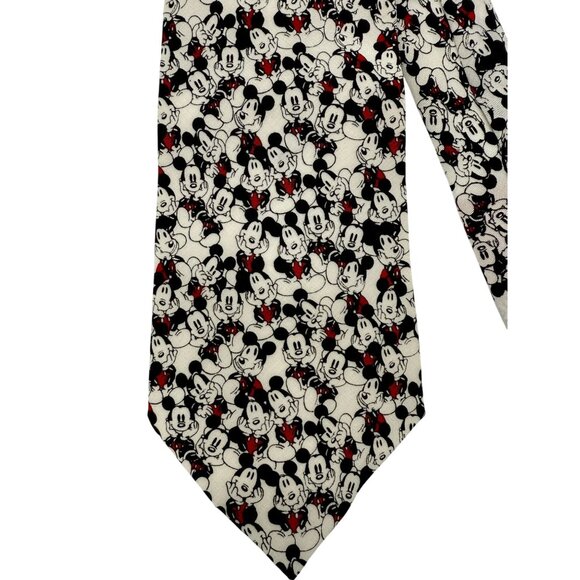 Disney Mickey Mouse Tie Black White Red Cartoon Print - Picture 2 of 4